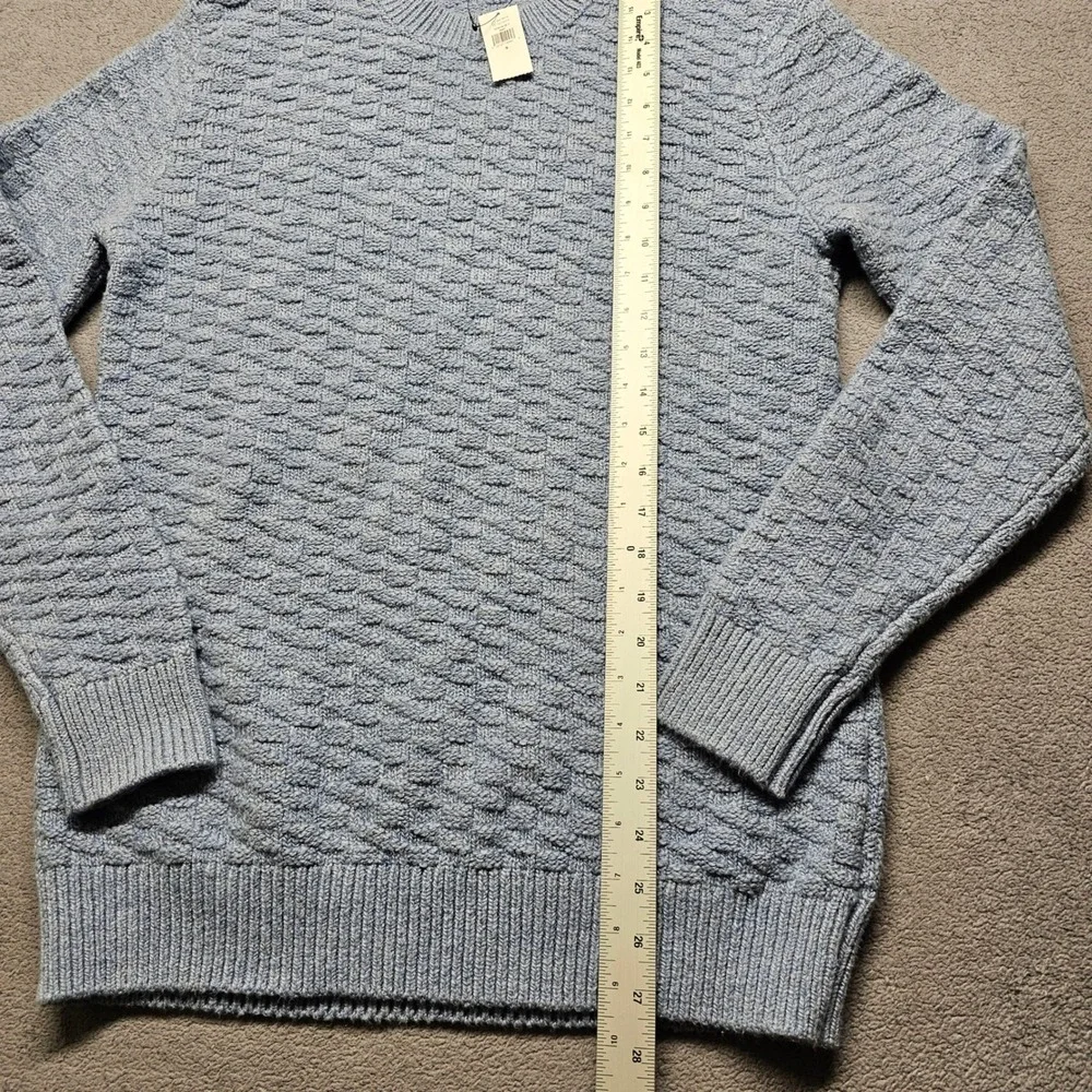NWT Banana Republic Men Textured Crewneck Sweater Light Blue Cotton Blend Size S